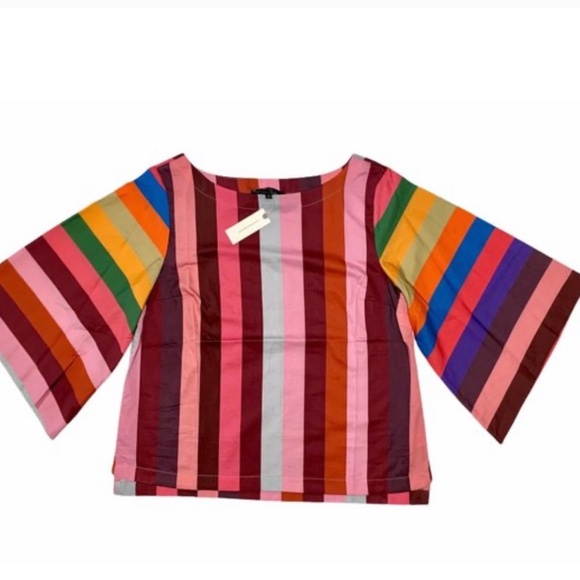 NWT Anthropologie Striped Rainbow Crop Top - Picture 2 of 4